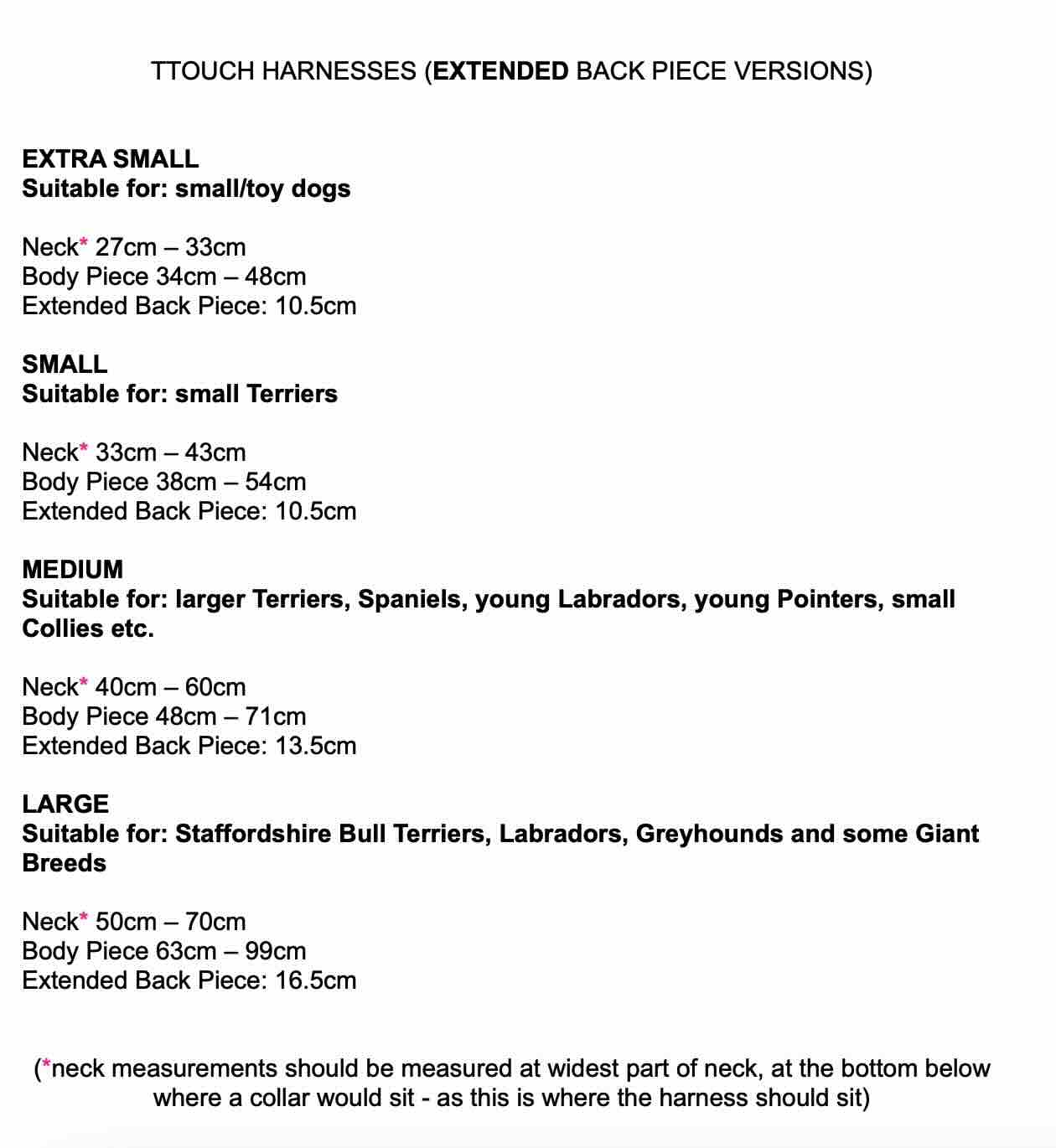 TTouch Harness with Extended Back Piece